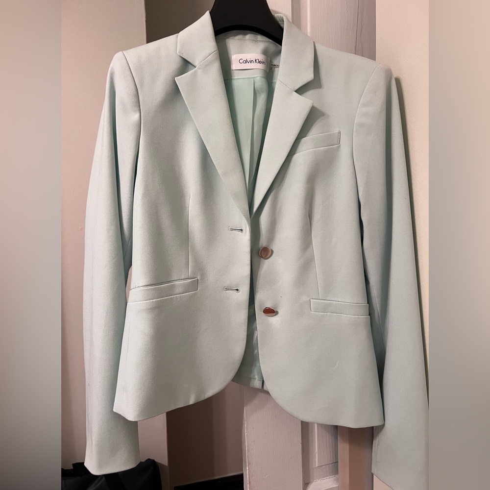 Light Blue Mint Blazer Jacket Calvin Klein